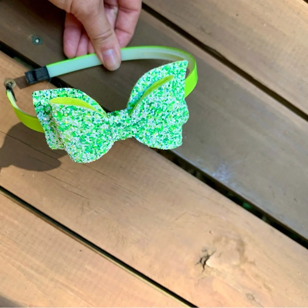 (4) Glitter pastel colored bow style headbands girls